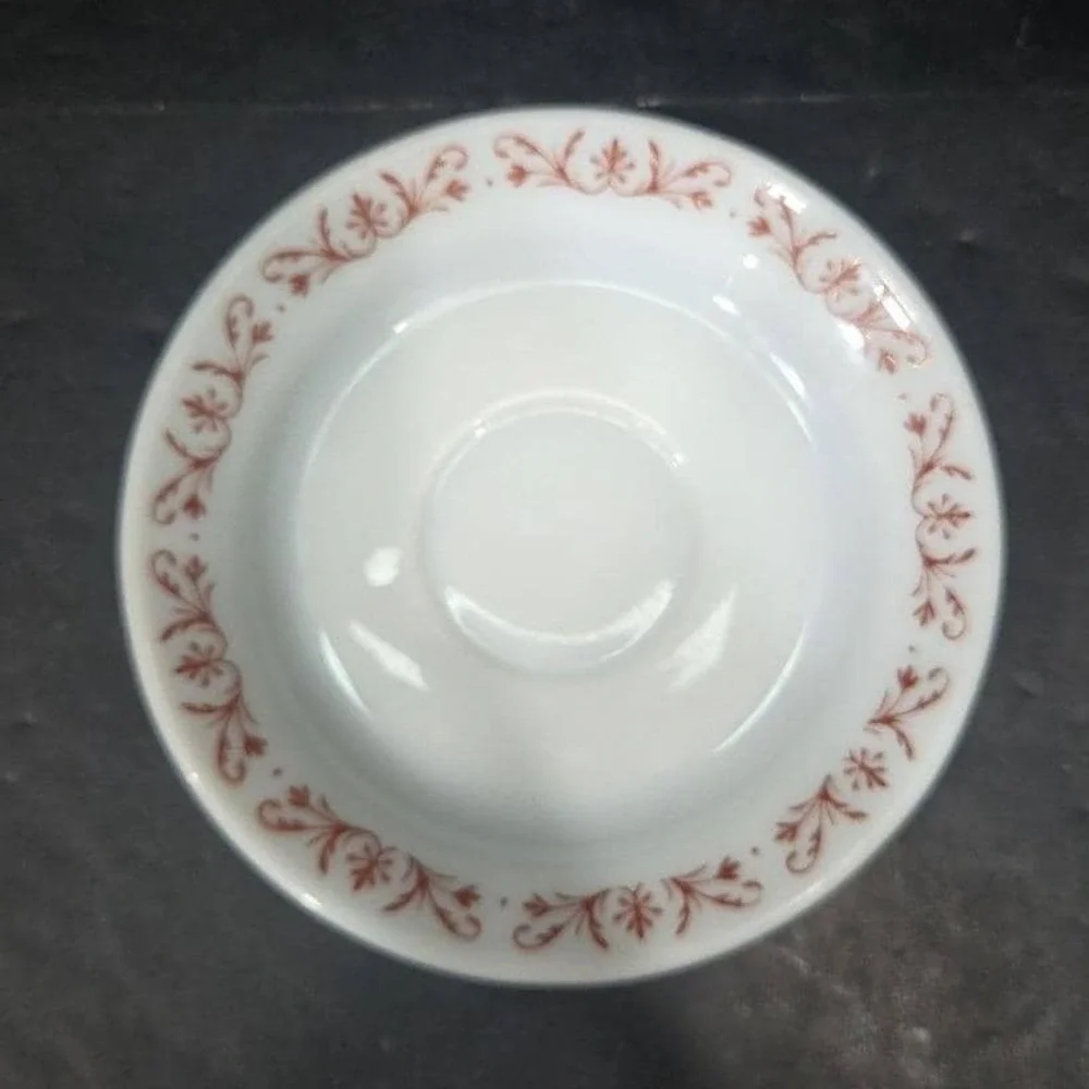Anchor Hocking Milk Glass Teacup Saucer‎ #947, Copper Filigree Plate, Tableware